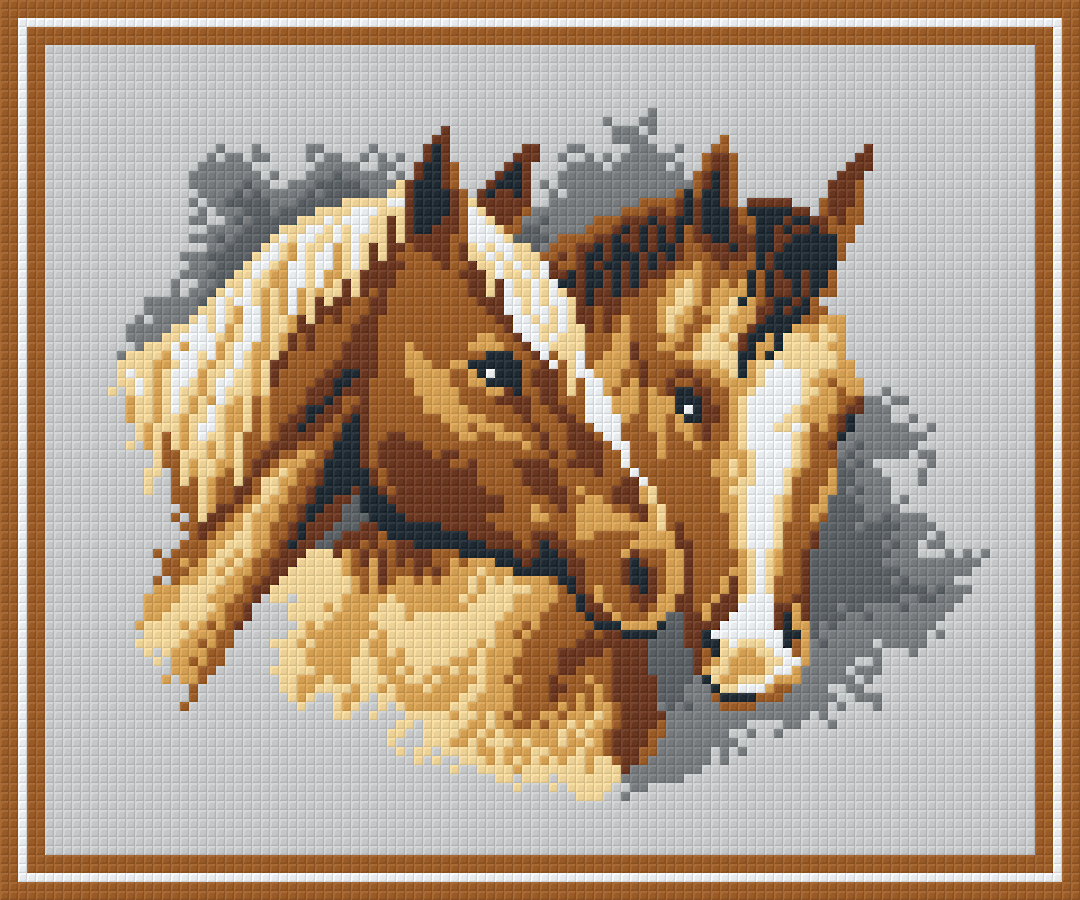 Horses In Love SIx [6] Baseplate PixelHobby Mini-mosaic Art Kits image 0